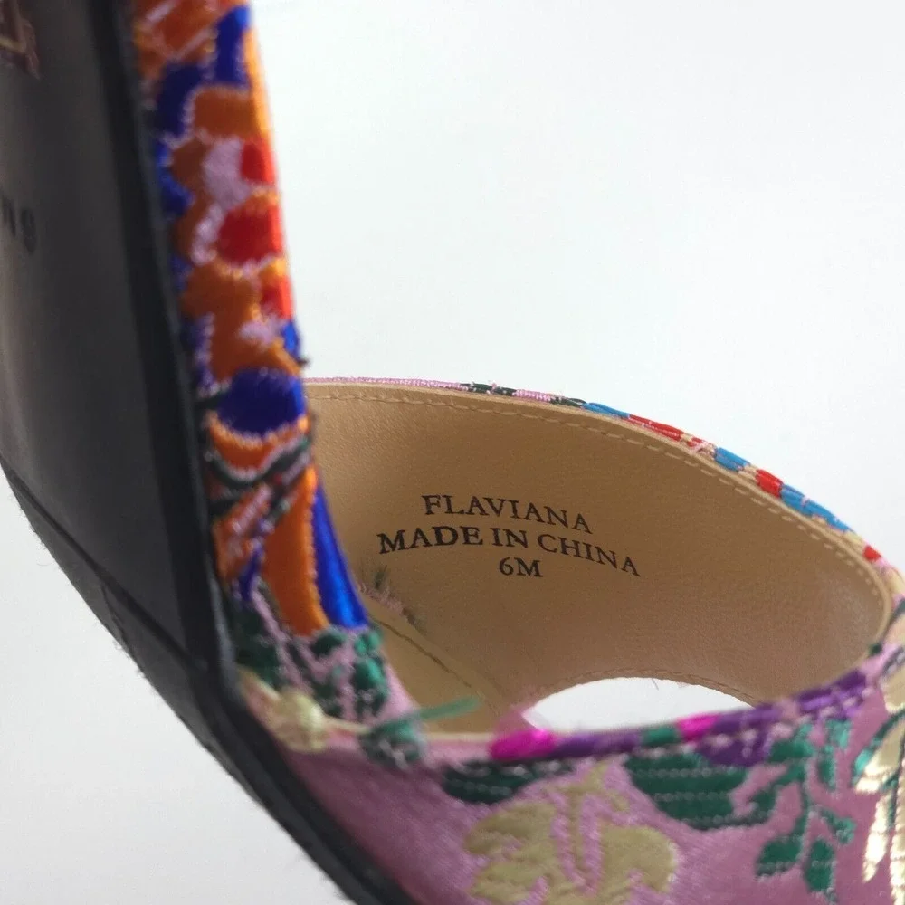 J Renee Flaviana High Heel Pumps Women 6M Floral Peep Toe Strappy Office Siren‎